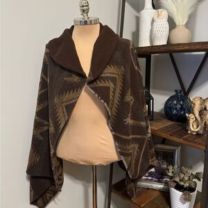 VTG Lauren Ralph Lauren Wool Poncho Cape Shawl Native American Blanket Tribal